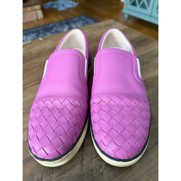 Bottega Veneta Shoes - Bottega Veneta Intrecciato Purple Leather Speedster Slip on Shoes
